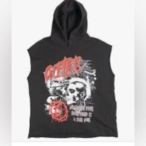 NWT GFTD LA Men’s Black Vintage Wash Sleeveless Graphic Hoodie “Promotions” - S